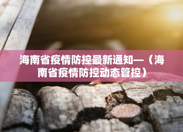 海南省疫情防控最新通知—（海南省疫情防控动态管控）